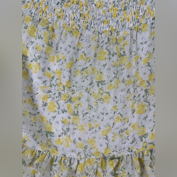 Dainty yellow floral elastic waist tiered maxi skirt size M preowned prairie - Picture 4 of 9